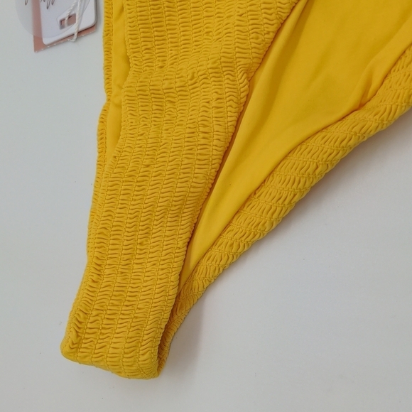 NWT PilyQ Marigold Smocked Full Bikini Bottom Size Small - Picture 2 of 6